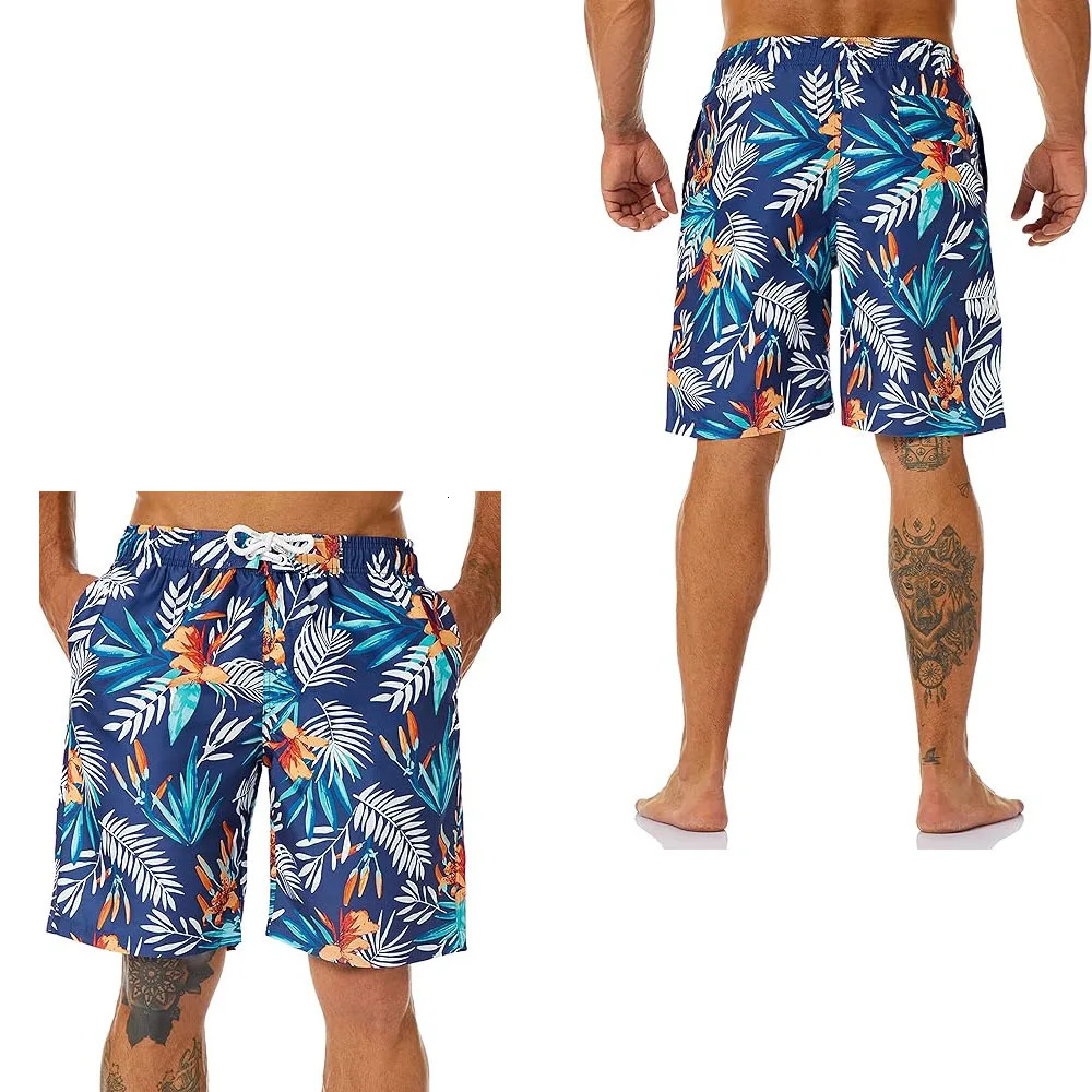 Mens long swim trunks quick drying mens sports shorts short styles colorful animal bear unicorn graphic beach swimsuit 250402m