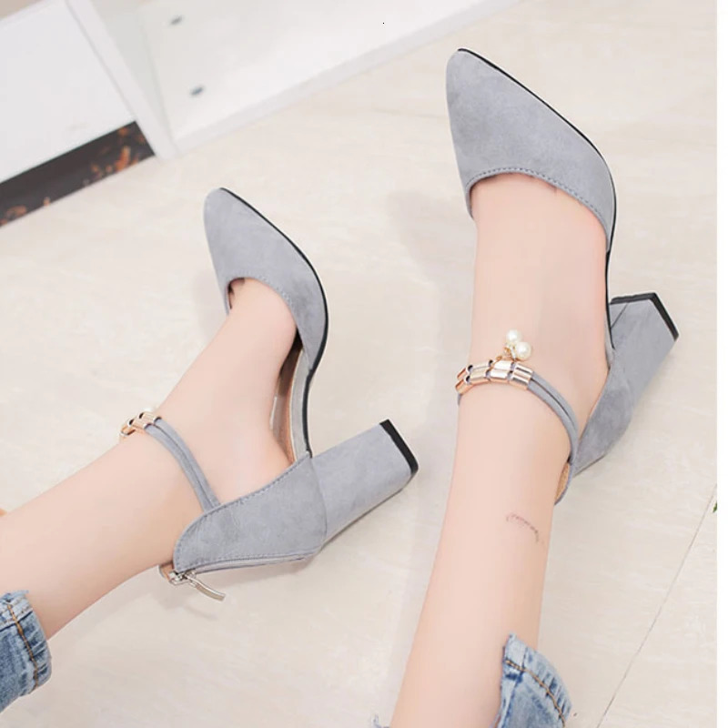 Womens Sandals Summer Thick Bottom High Heels Luxury Pearl Button Dress Beach Shoes Fashion Brand Designer 250402BJ - view 6