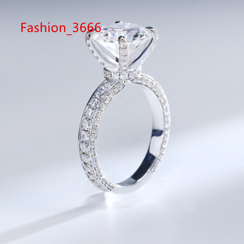 Round Cut 4ct White Gold Moissanite Ring 9k 10k 14k 18k Moissanite Jewelry Engagement Ring for Women Gifts