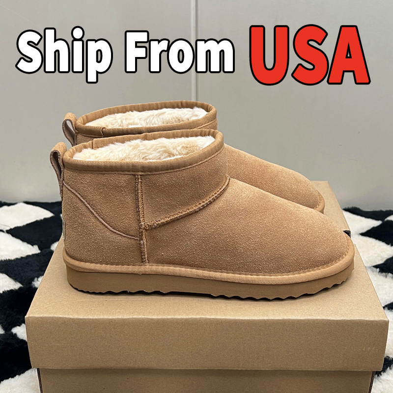 Designer Boots Women Ultra Mini Slippers Slides Platform Shoes Snow Boot Classic Leather Chestnut Winter Fluffy Boot Fur Slipper Ankle Top Quality Wit