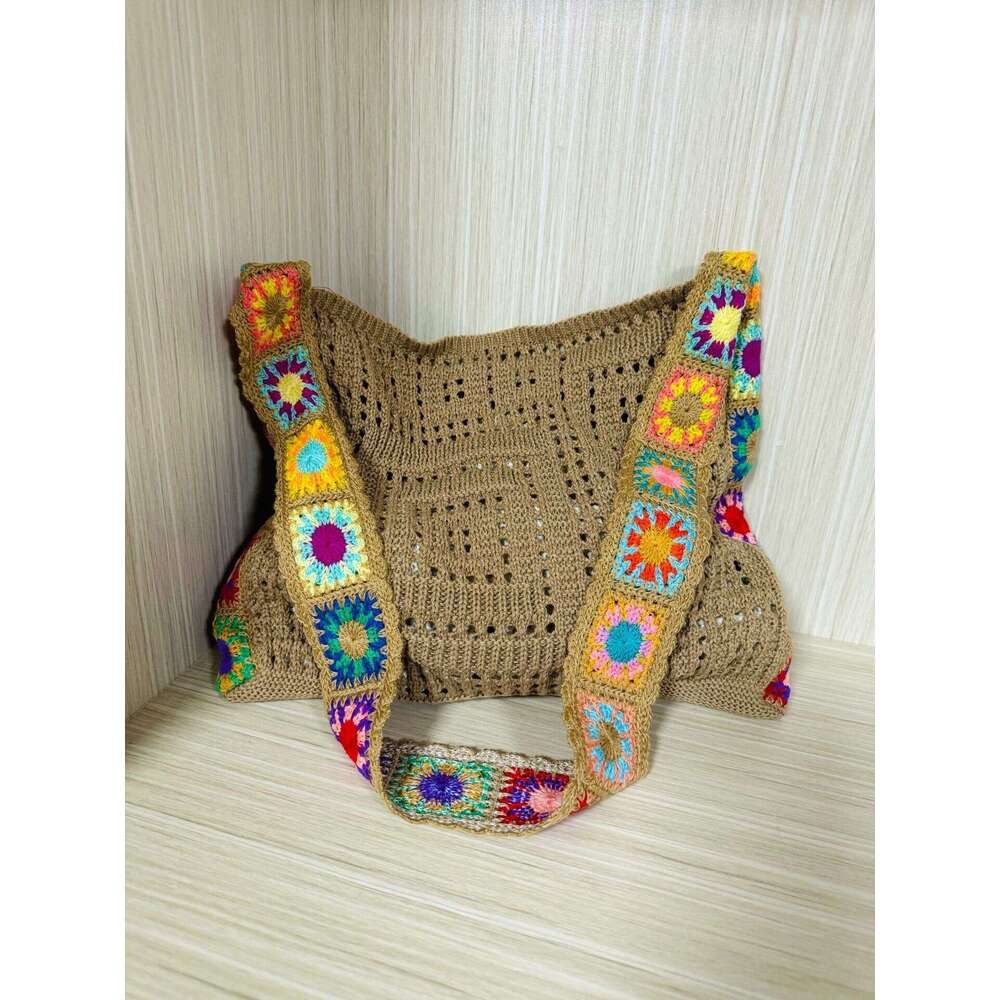2025 NEW Korean Dongdaemun Fashion Bohemian Style Knitted Crossbody Shoulder Hook Women's Bag