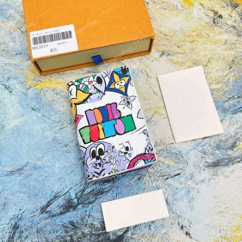 wallets for men Women organizer Short Graffiti Letter wer Multiple Comics Coated Canvas Pocket Brand Long Wallet Suit Clip credit card holder with box