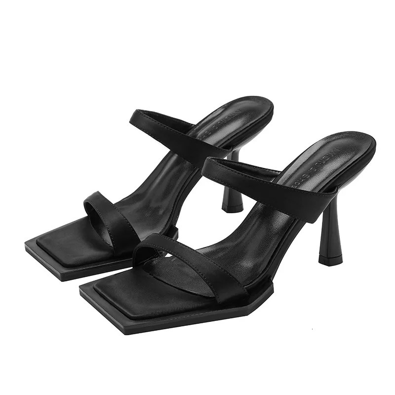 Summer Square toe high heels with exposed toes womens fashionable wine glasses and wide soled chain sliders 250402BJ - view 6
