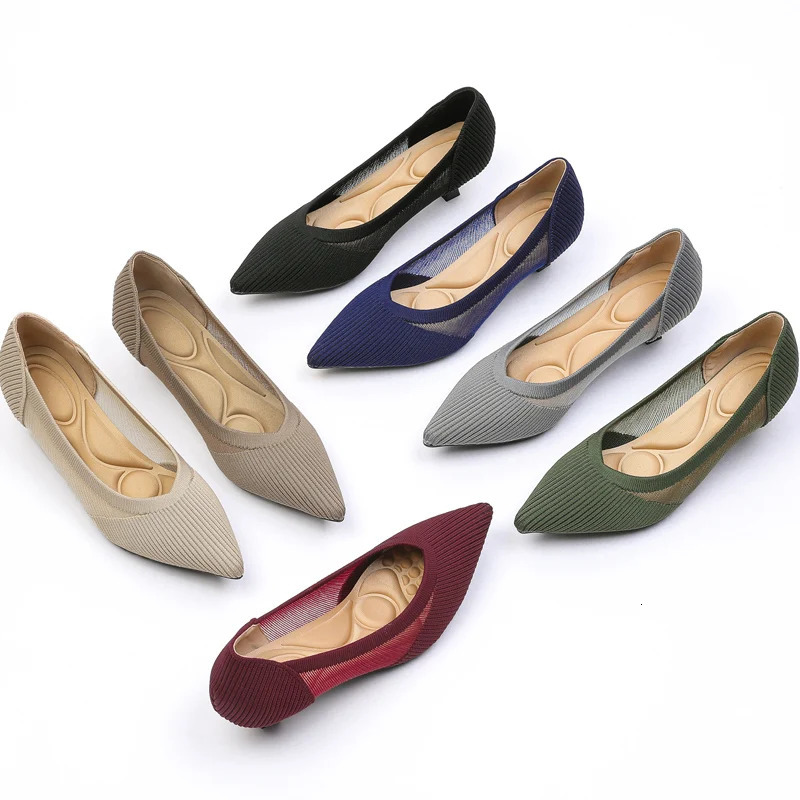 Womens high heels knitted breathable mesh fashionable and comfortable lightweight shoes for spring summer 250402BJ