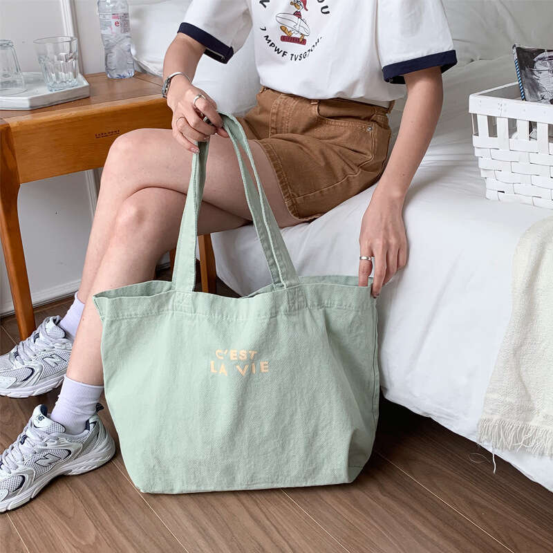2025 NEW Literature Art College Series Lazy, Fashionable Cool English Printed Simple and Large Capacity Casual Women's Bag