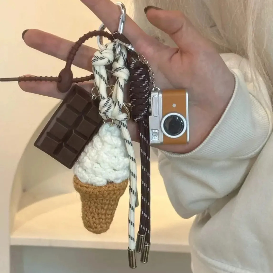 Summer Series Wind Alkaline Water Buns Woven Rope Keychain Pendant Bag Decoration Pendant Keychain Bag Accessories 251030