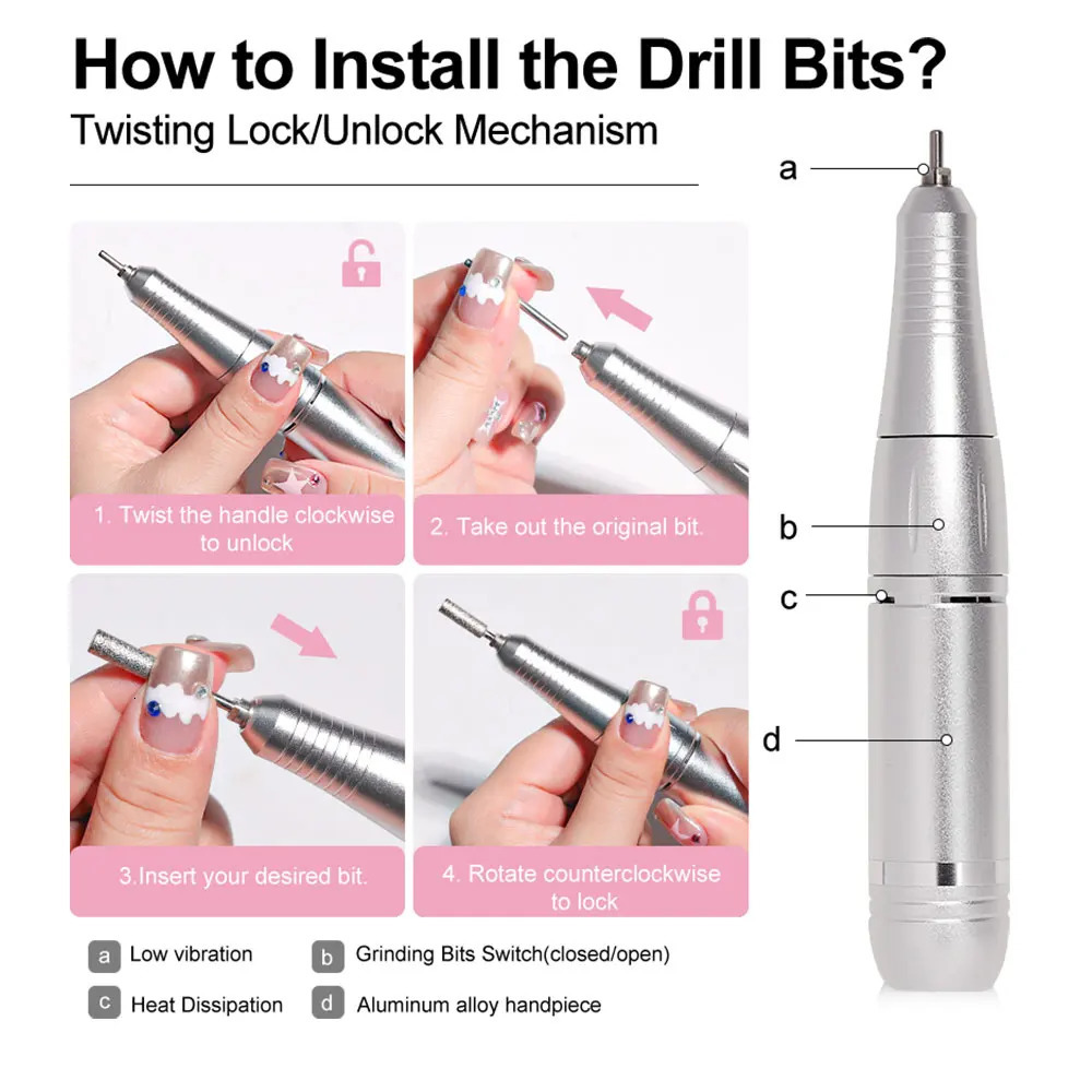 45000RPM Nail Drill Machine Electric Portable Nail File Rechargeable Nail Sander for Gel Nails Polishing For Home Manicure Salon 250409