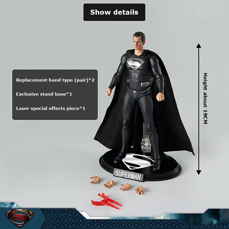 Fondjoy DC Comics Black Superman 1/9 Action Figure Wholesale - Justice League Collectible Model Kit with Movable Joints, Bulk Stock for Retailers