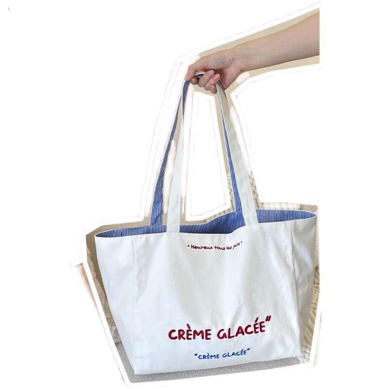 2025 NEW Yeyu/Large capacity tote front and back stripes, single shoulder with texture embroidery, student canvas bag, commuting bag