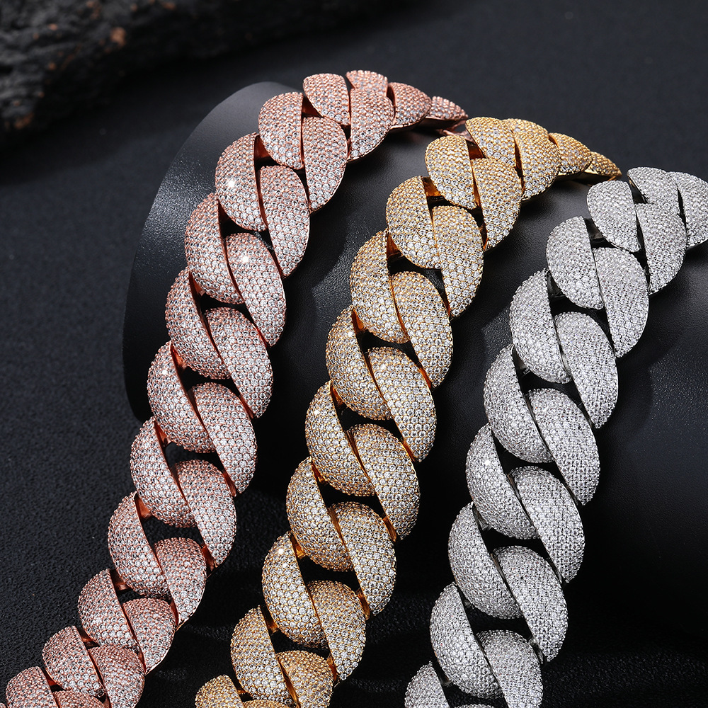 Heavy 22mm Miami Cuban Link Chain 925 Silver Luxury Fine Jewelry VVS Iced Out Moissanite Cuban Chain