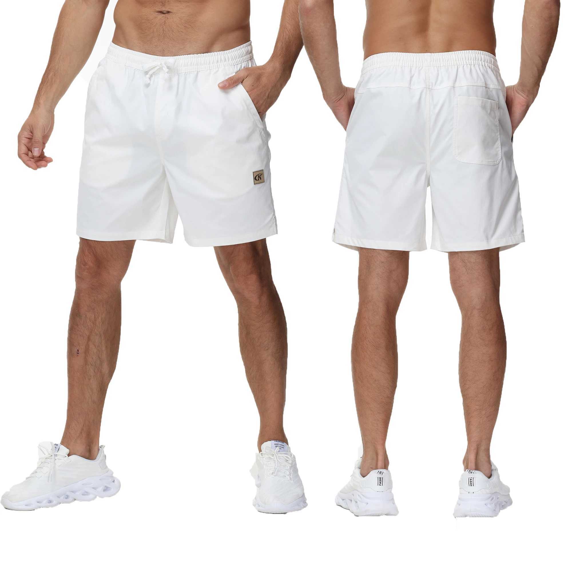 Mens casual running diagonal shorts high-quality sports pants elastic 7-inch shorts with zippered pockets W250402
