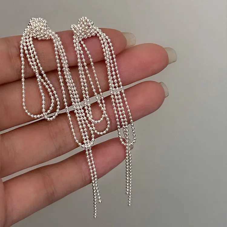 2025 New Arrival Korean Vintage Knot Long Tassel Dangle Earrings For Women Fashion Geometric metal jewelry party Gifts Y250401