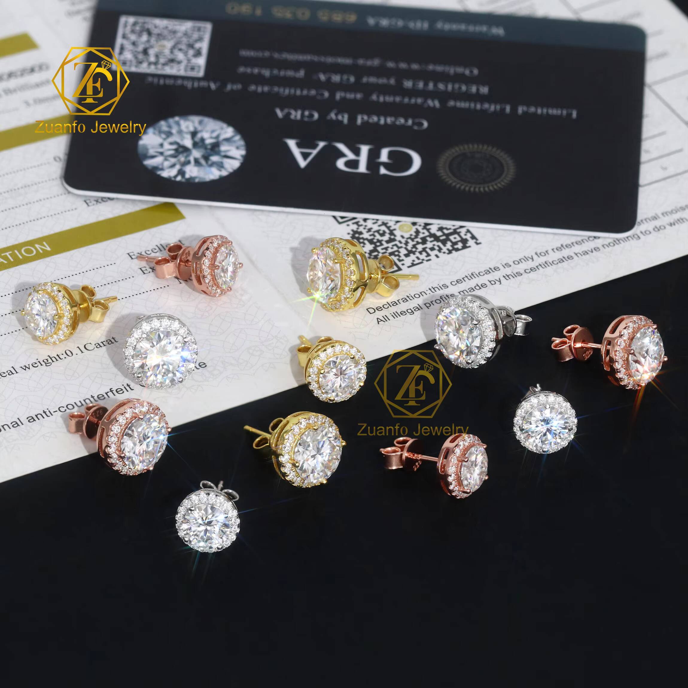 Wholesale Price 925 Silver Moissanite Earrings for Women Brilliant Cut D VVS with Diamond Tester 65mm 8mm Halo Cut