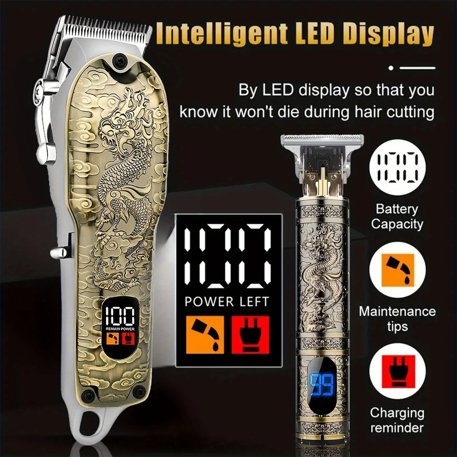 Mens Hair Clipper Trimmer Set LCD Screen Convenient for Home Travel Use Gift for Fathers Day Birthdays Christmas 251030