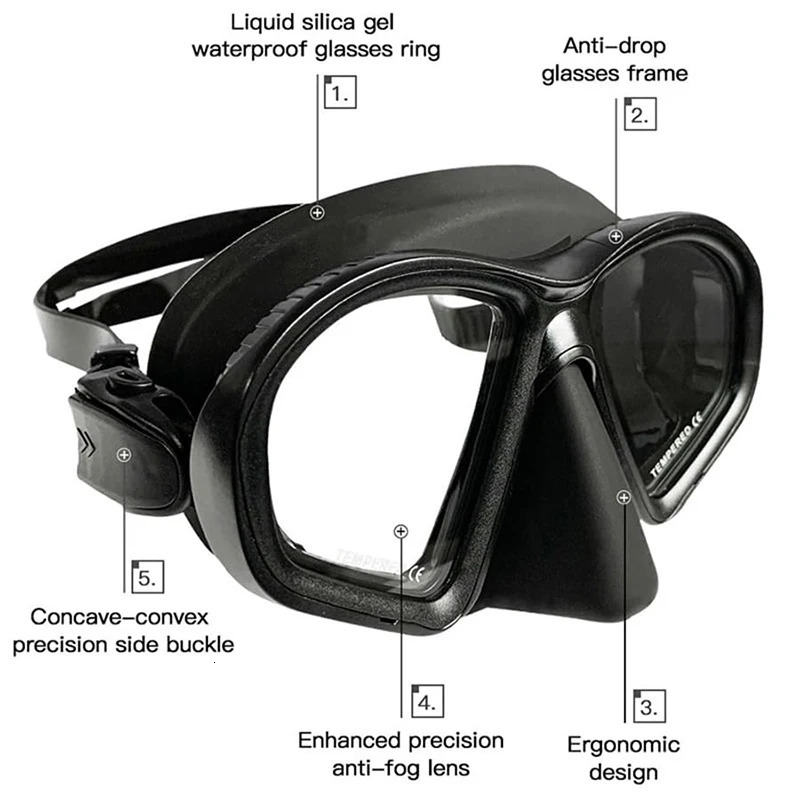 Professional Wet Low Volume Freediving Mask Tempered Glass dive Mask JType Diving Mask Snorkel Setbuceo 251028