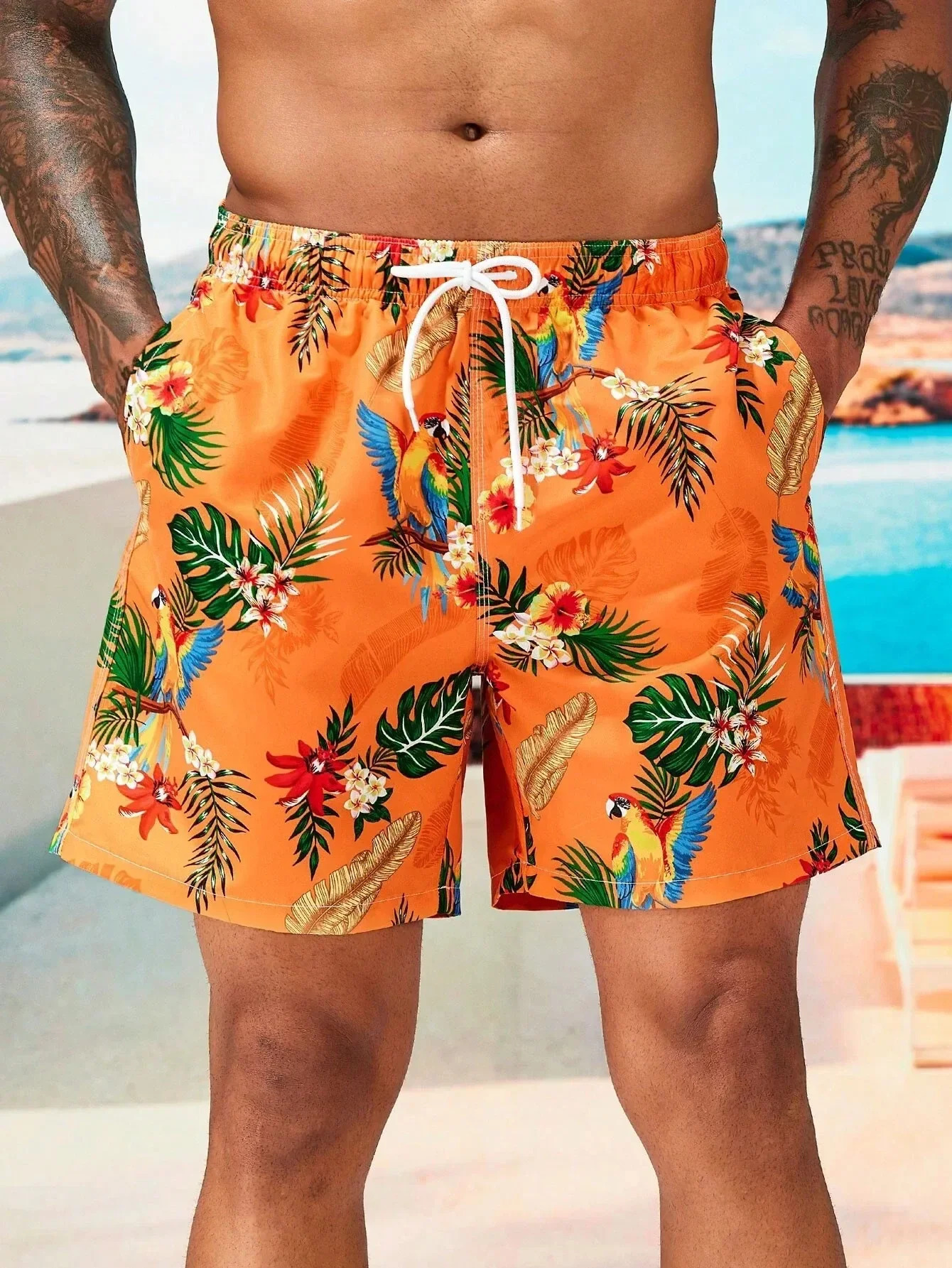 Hawaiian Beach Shorts Mens Sports Palm Tree Printed Sportswear Fitness Training Jogging Summer Exercise 250402m