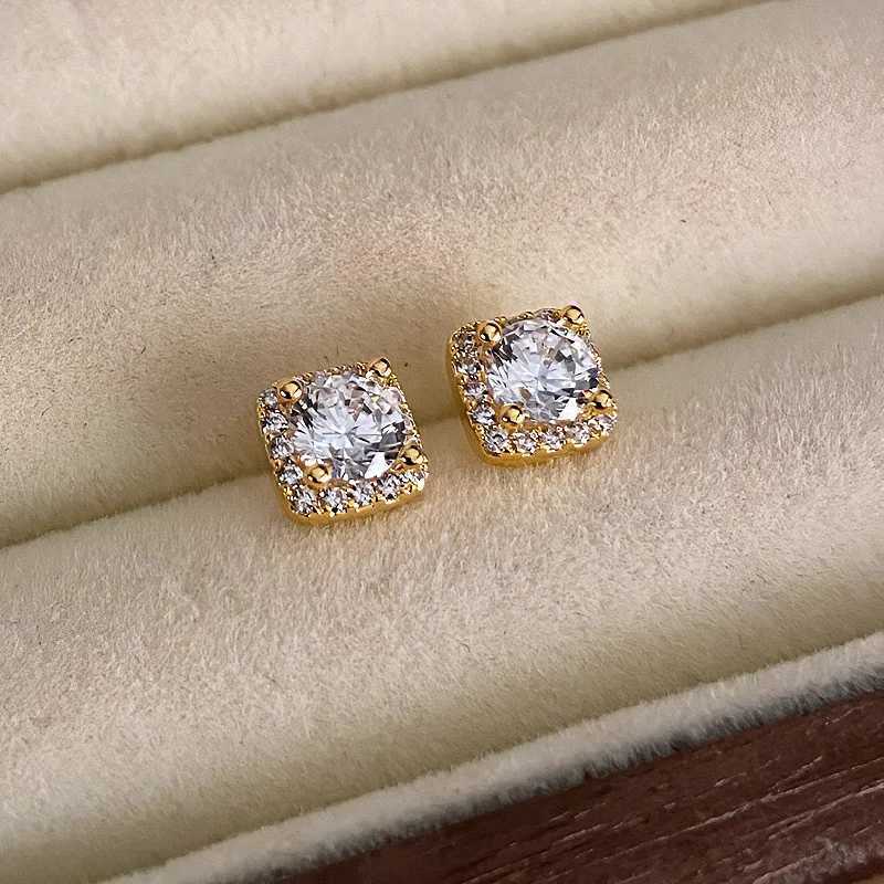 Light Luxury Elegant Simple One Card Three Pair Square Geometric Stud Earrings For Women Fashion Simple Crystal Jewelry Gifts Y250401