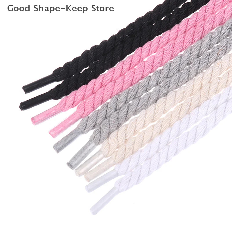 2PCS Round Thick Rope Laces Polyester Cotton High Quality Solid Color Laces 08cm120cm Width 10Colors Bold Shoelaces 251030