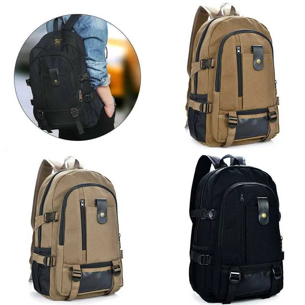 Men Women Vintage Canvas Backpack Rucksack Travel Sport Schoolbag Laptop Camping Bag Outdoor BagsC250407