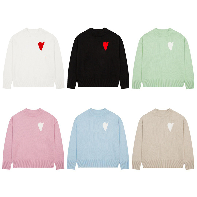 Mens Sweater Paris Designer Cardigan Heart Sweats Women Knitted Jumper France Trendy Streetwear Clothes Crew Neck Hoodie Knit Sweatshirts Spring Knitwear
