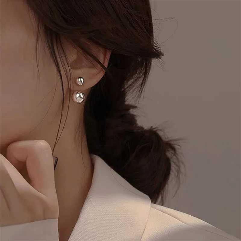 925 silver needle double round ball charm stud earrings suitable for womens barbecue parties weddings womens pendant eh1422 Y250401