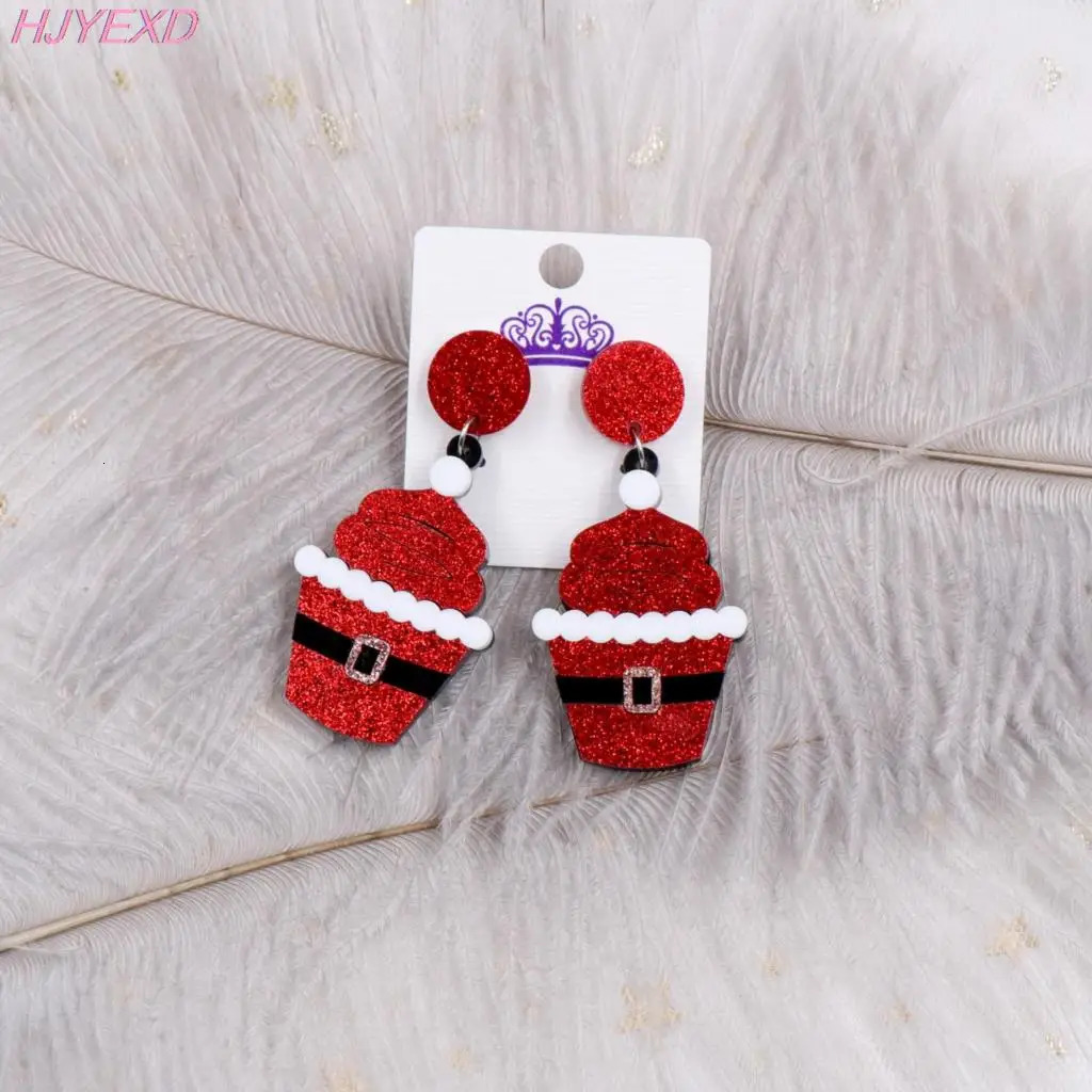 Christmas Dangle Earrings Christmas Pudding Earrings HOHOHO Glitter Acrylic Earrings 251031