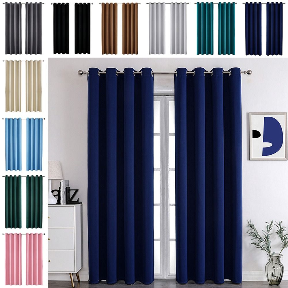 132cmx160cm Modern Solid Color Blackout Curtains for Living Room Bedroom Curtains for Window Treatment Drapes Curtain Finished Blinds
