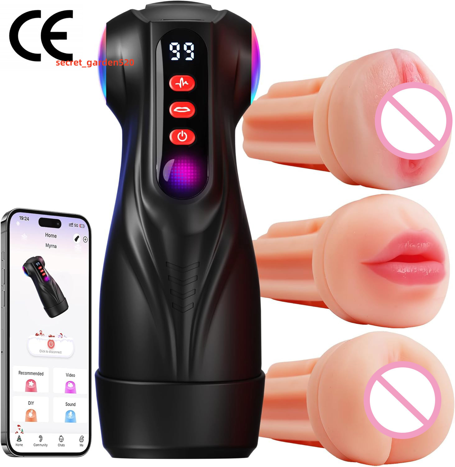 APP Controlled Mens Sex Toy 9 Sucking 9 Vibration 3D Texture Soft Sleeve Heating Pocket Adult Male Masturbator with LCD Display
