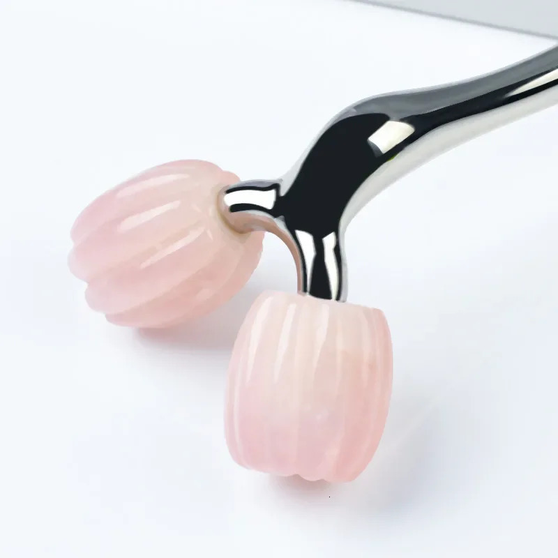 r 3D Face Lift Roller Massager Facial Massage 360 Rotate Natural Stone Rose Quartz Jade Roller for Face Slimming 251030
