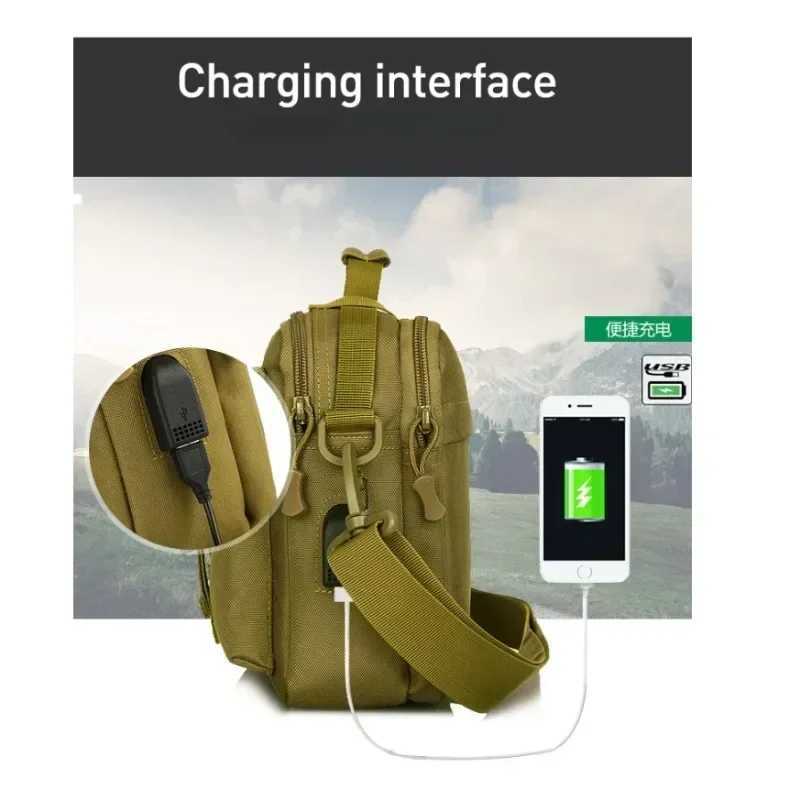 Multi-functional Outdoor Tactical Backpack Fanny USB Charging Messenger Bag One Shoulder Bag Camping Crossbody BagC250407