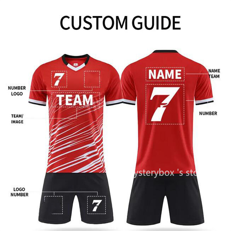 popular 2025 Custom Print Quick Dry Boys Kids Football Jerseys Short Sleeve Men Soccer Uniforms Sports Suit Futsal Training Sportswear dhgate Mysteryb