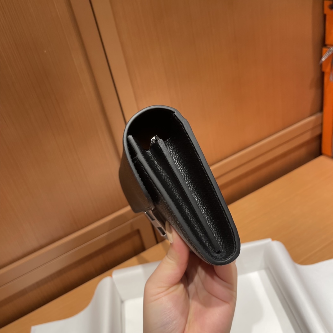 High-end lychee-patterned wallet chain solid color clutch