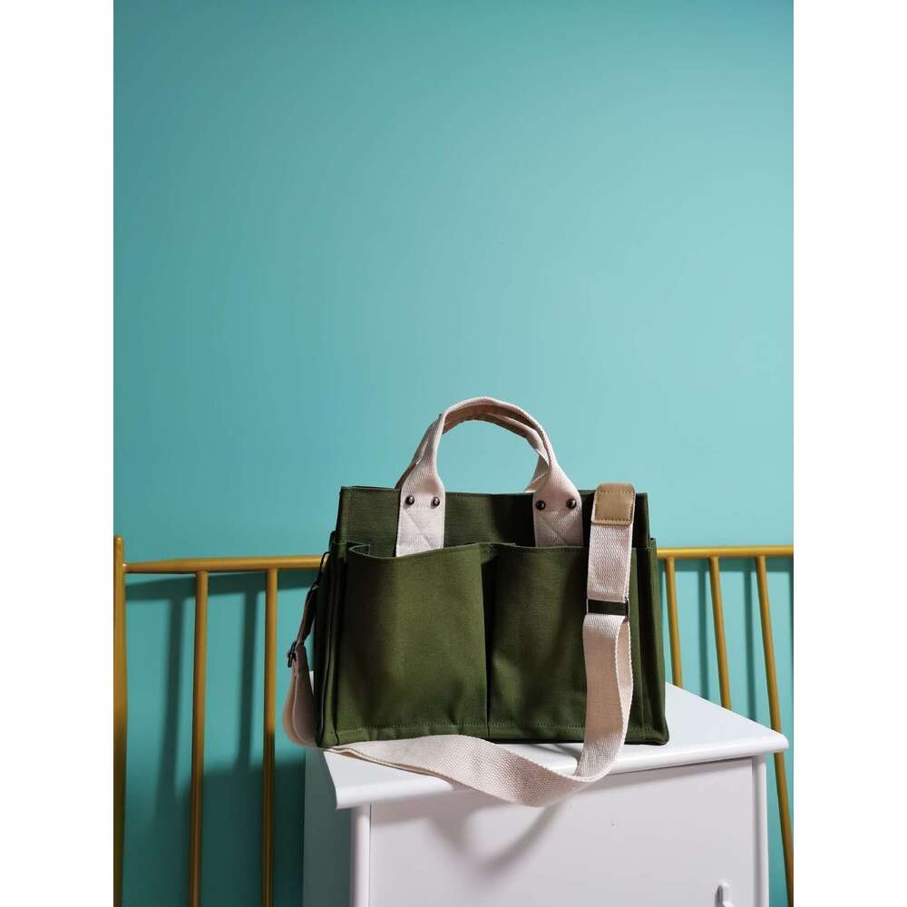 2025 NEW Canvas for women, Korean version, simple and fashionable handbag, ins, artistic style, multiple pockets, women's personalized one should