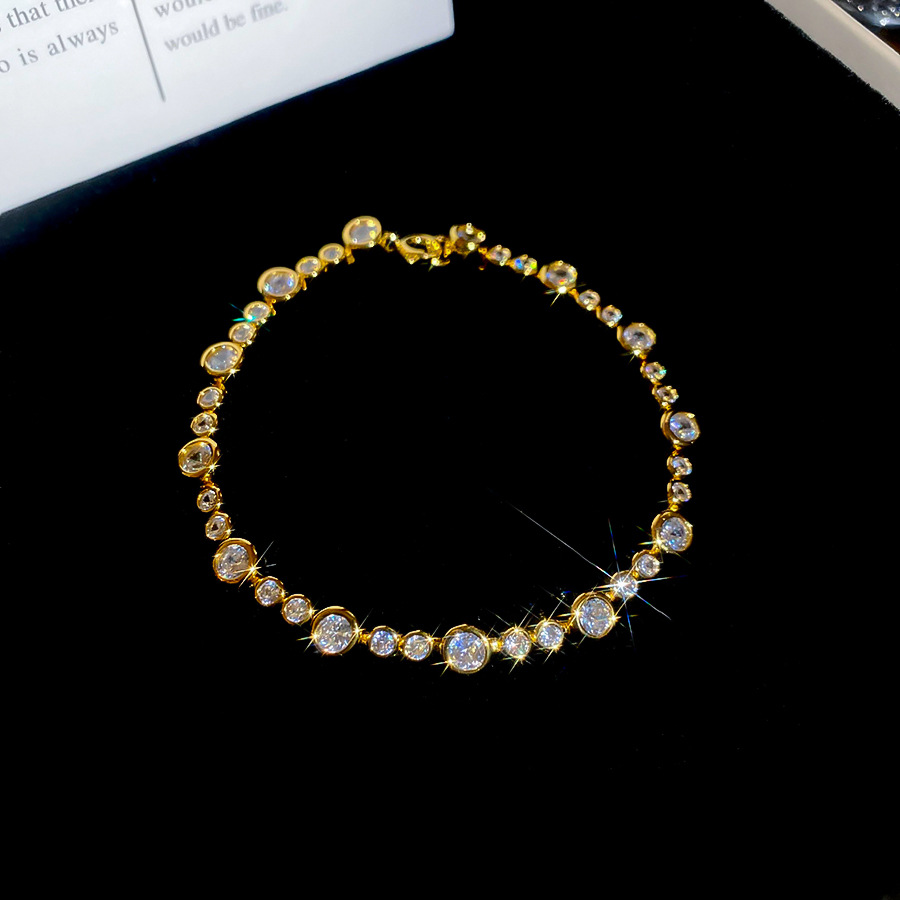 Korean Style INS Zircon Round Light Luxury High-End Feel Bracelet Simple Niche Design Sense Elegant Jewelry Wholesale - view 6