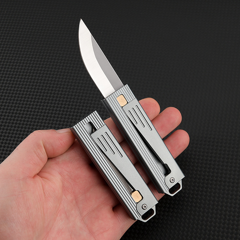Mini Mechanical Gravity Pocket Knife D2 Steel Blade Aluminum Handle Portable Keychain Knife Camping Outdoor Tool EDC Knives SelfDefense