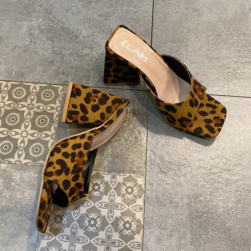 New Designer Sandals With Free Shipping Square Toe High Heeled Slippers Externally Large-sized Women's Shoes With Soles And Thick Heels For Women