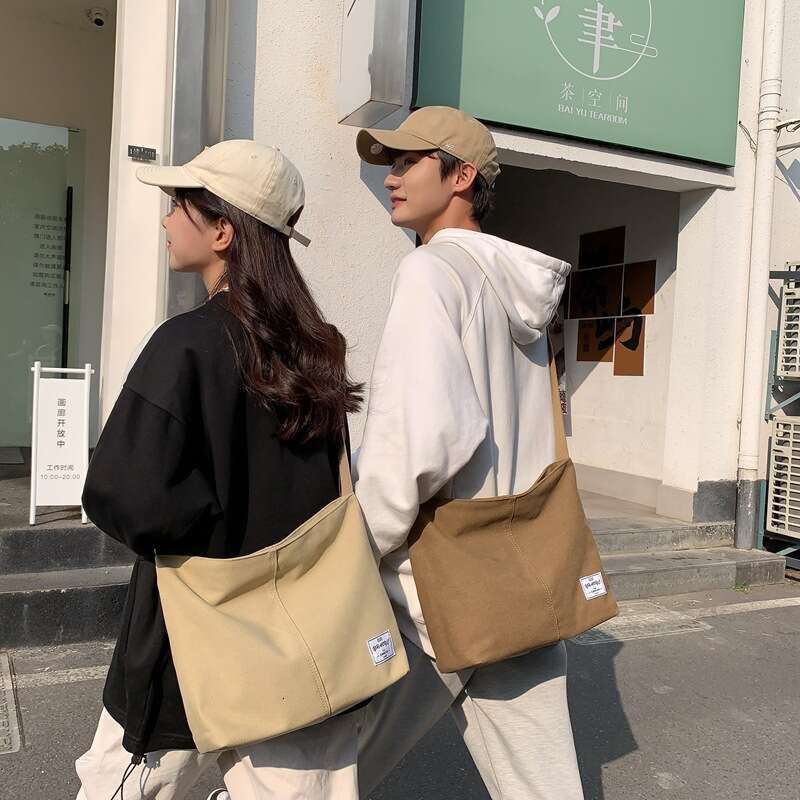 2025 NEW Canvas men's crossbody, Korean version, new student shoulder bag, large capacity, original style, portable backpack, women's versat