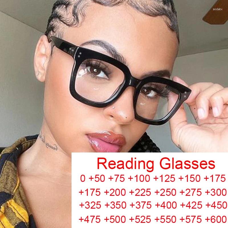 Sunglasses Big Square Anti Blue Light Reading Glasses Women Trend Computer Goggles Brand Design TR90 Rivets Prescription Optical Spectacle