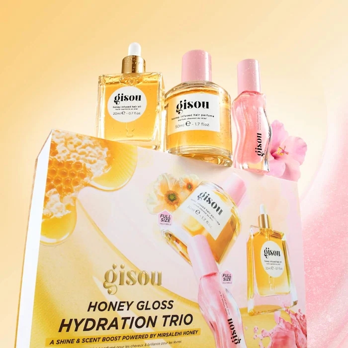 Gisou new limited gloss lip gloss/moisturizing hair cream/hair care perfume/hair care essential oil/4-piece set