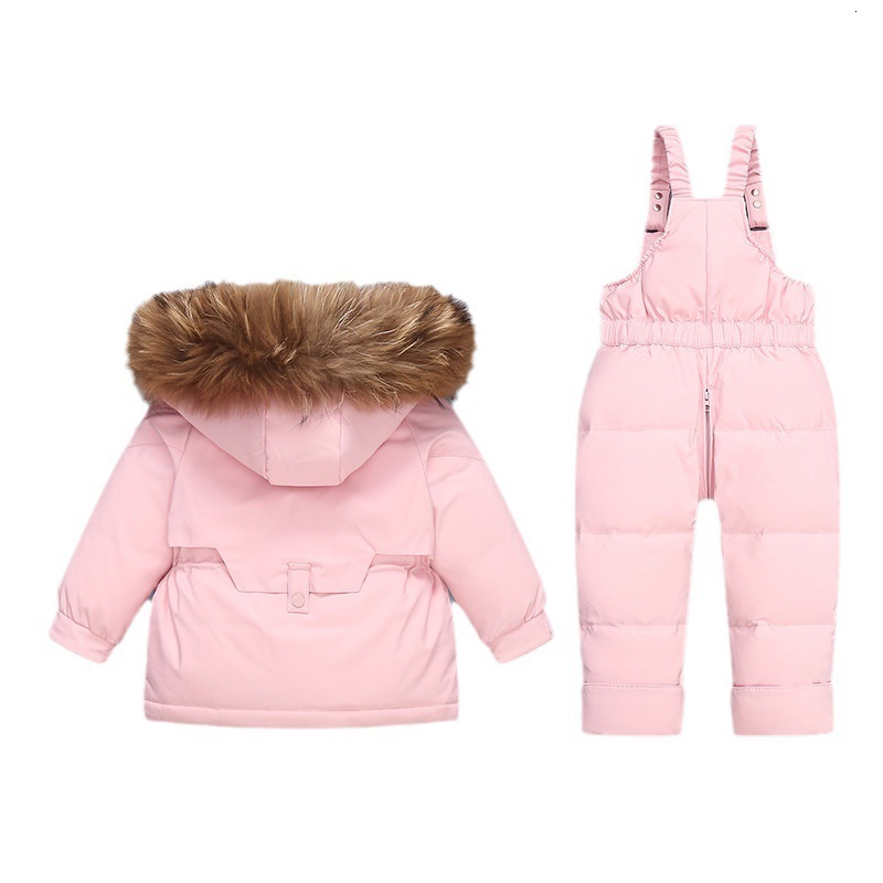 Down Coat Winter Overall for Children Clothes Set -30 Degree Down Jacket Jumpsuit Baby Boy Parka Real Fur Girl Toddler Thick Warm Snowsuit 231009