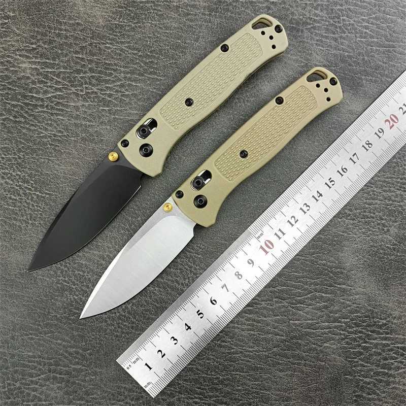 BM 535 Folding EDC Pocket Knife 440C Blade Khaki Nylon Fiber Optic Handle High Quality Camping Outdoor Survival Practical Knife ToolW250402