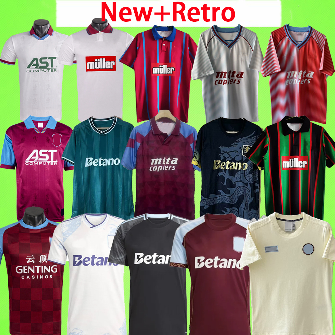 New + Retro aston soccer jerseys villa 150th Anniversary kit WATKINS Vilas 25 26 ONANA 2025 McGINN ROGERS men kids set white top football Shirt SANCHO 93 94 95 96 97 98 11 12