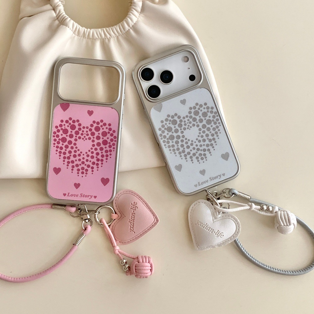 Glitter Polka Dot Heart Phone Case Compatible with iPhone 17/16 Pro Solid Color Protective Cover iPhone 15/14 Cartoon