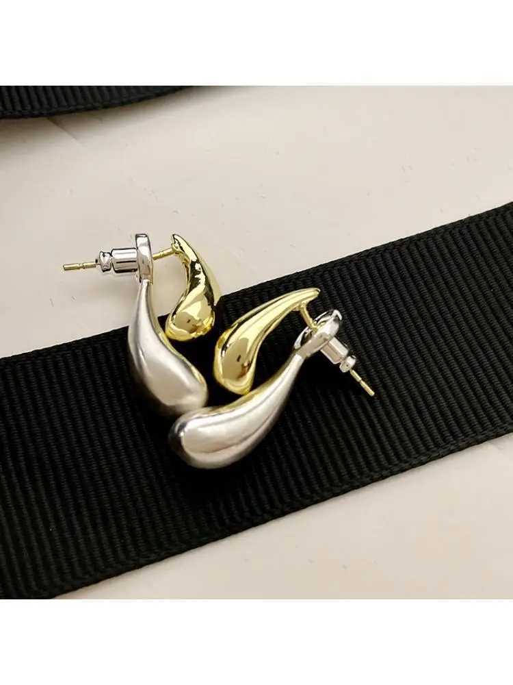 Light Luxury Elegant Gold Color Contrast Drop Metal Stud Earrings For Women Fashion Simple Geometry Jewelry Party Gifts Y250401