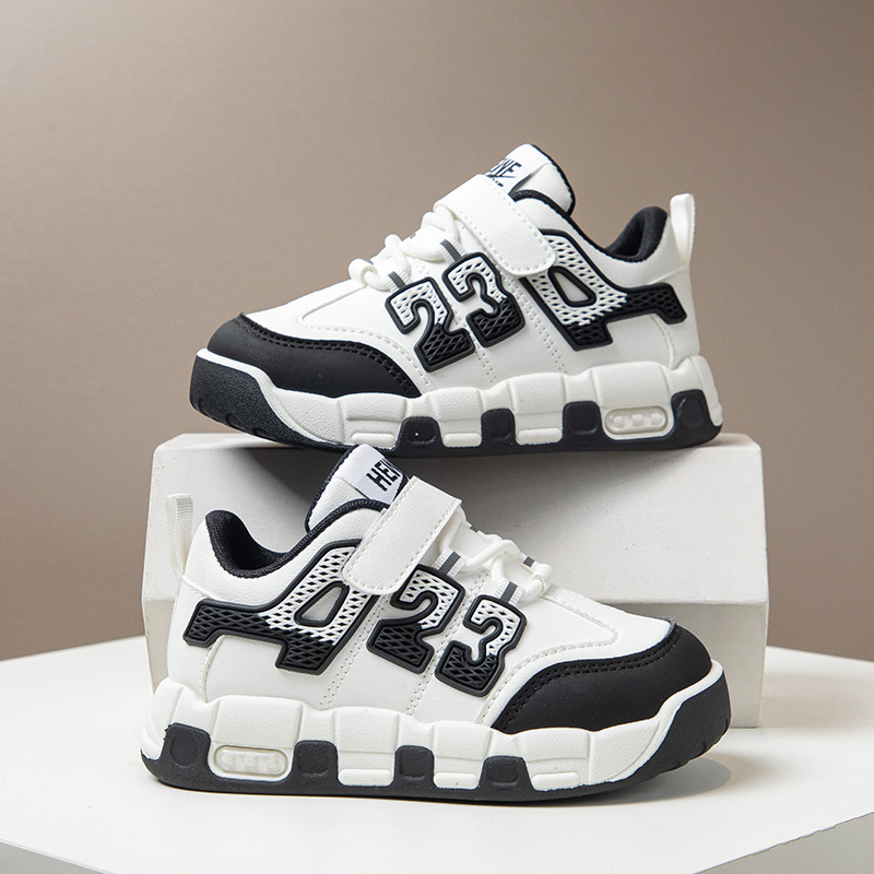 New design Children's sports shoes Leather upper autumn and winter new fashion Boys' running shoes Soft-soled casual shoes single shoes Free