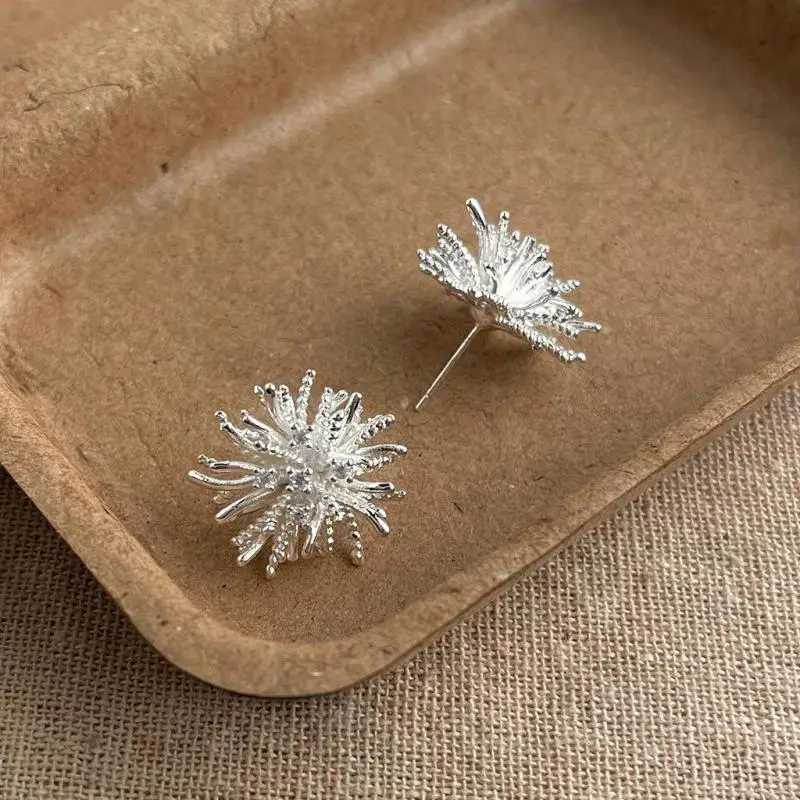 2025 New Arrival Light Luxury Simple Crystal Dandelion Flower Metal Stud Earrings For Women Fashion Sweet Jewelry Accessories Y250401