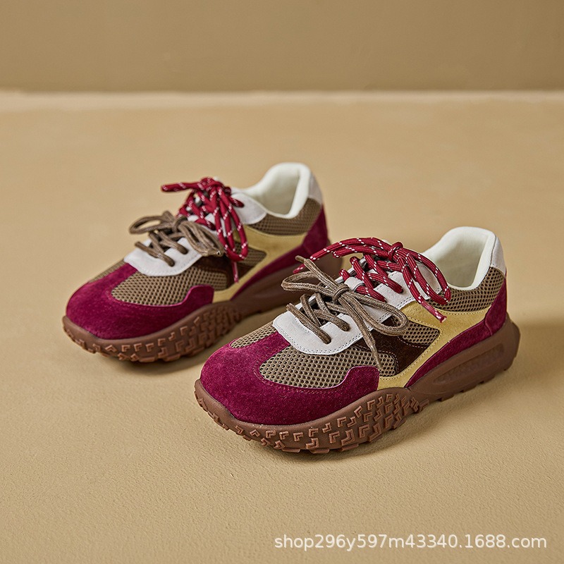 German training shoes women's autumn new thick-soled breathable casual sneakers women's soft-soled breathable and versatile dad shoes