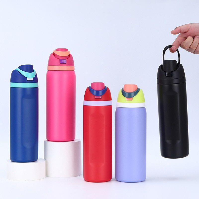Custom Logo Fruit Double Wall Insulated Sports Water Bottle 16oz 19oz 24oz 32oz Stainless Steel Water Bottle With Lid and Straw