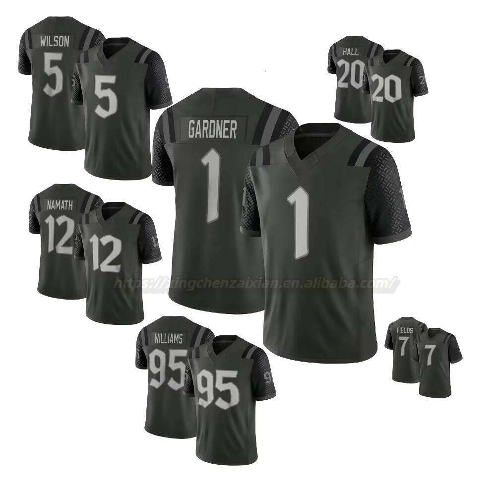 New York Rivalries Jersey Wholesale 5 Garrett Wilson 1 Sauce Gardner 7 Justin Fields 2025 Rivalries Collection Game Jersey