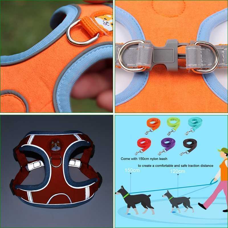 Set Walking Dog Harness and Leash No Adjustable Puppy Cat Vest Reflective Pull Lead Pet for Small Dogs Chihuahua